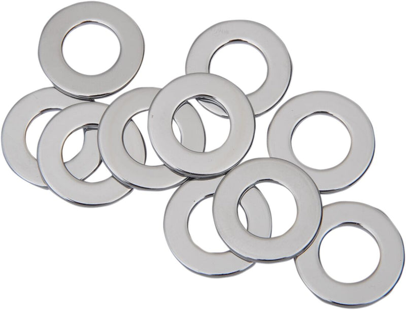 Drag Specialties Specialty Flat Washers Chrome Silver 10 Pack