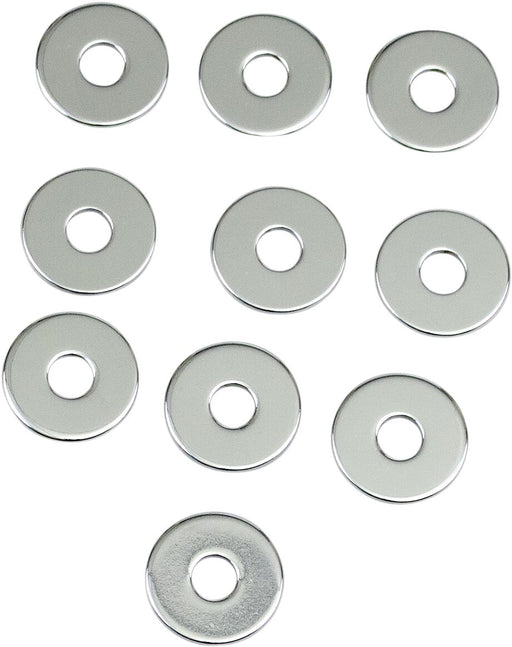 Drag Specialties Specialty Flat Washers Chrome Silver 10 Pack
