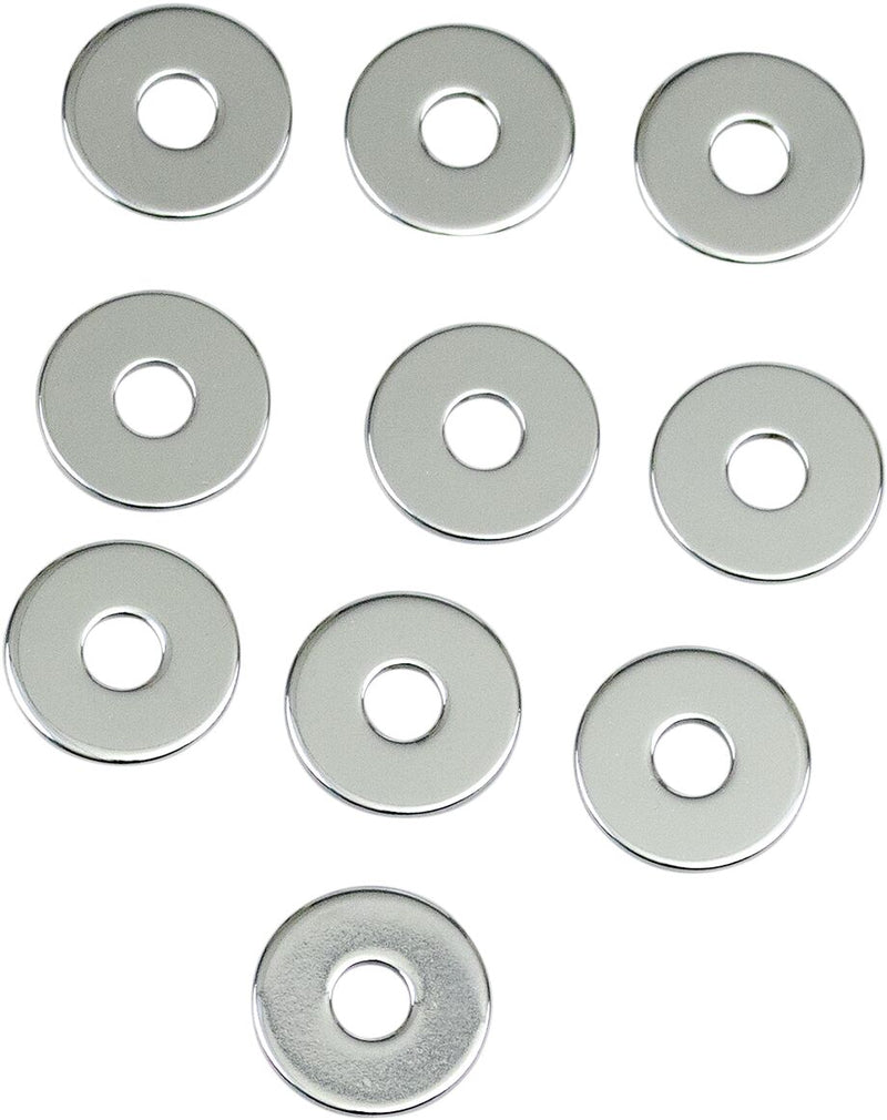 Drag Specialties Specialty Flat Washers Chrome Silver 10 Pack - MPB745