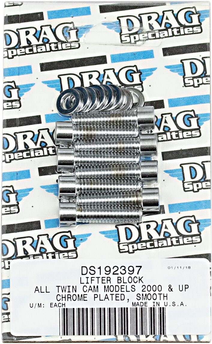 Drag Specialties Lifter Base Bolt Set Chrome Silver Smooth Socket-Head