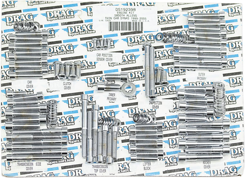 Drag Specialties Engine Case Bolt Set Chrome Silver Smooth Socket-Head - MK371S