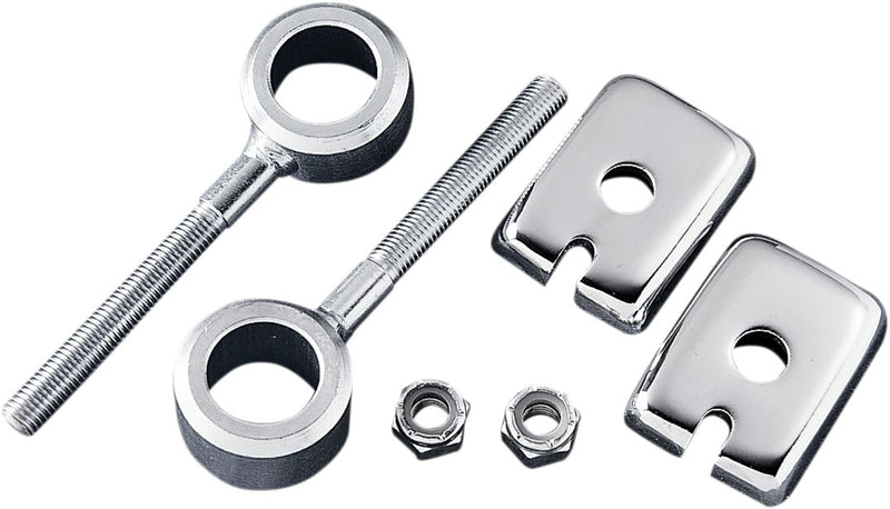 Drag Specialties Rear Axle Adjuster Assembly Chrome Silver Pair - 15-0903-BC2