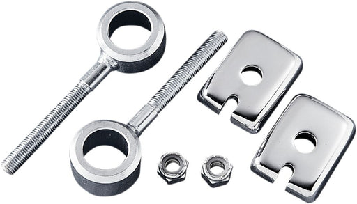Drag Specialties Rear Axle Adjuster Assembly Chrome Silver Pair