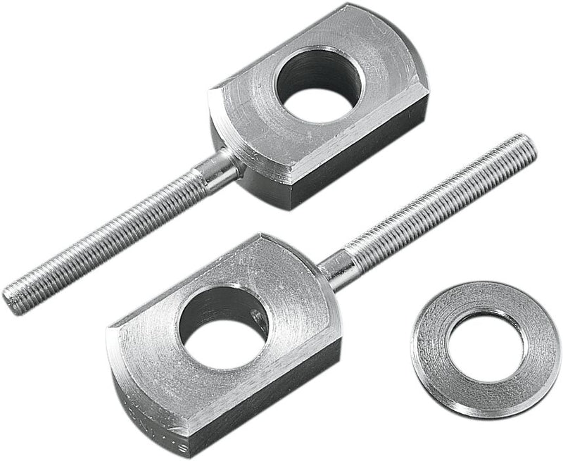 Drag Specialties Rear Axle Block Adjusters Chrome Silver Pair