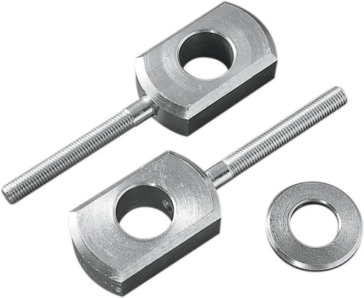Drag Specialties Rear Axle Block Adjusters Chrome Silver Pair