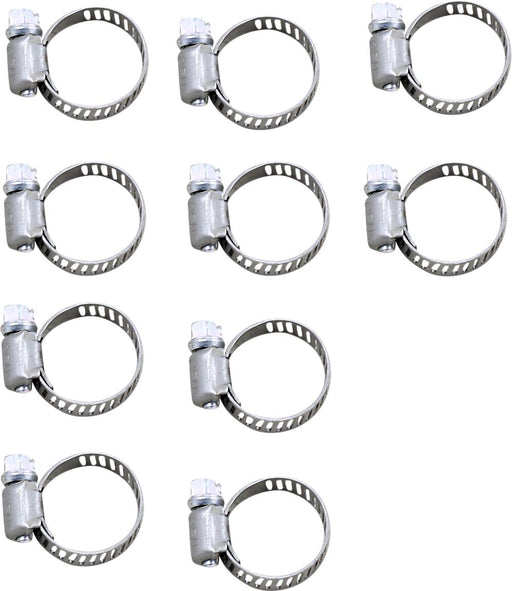 Drag Specialties Stainless Steel Mini-Clamps Silver Hose 10 Pack