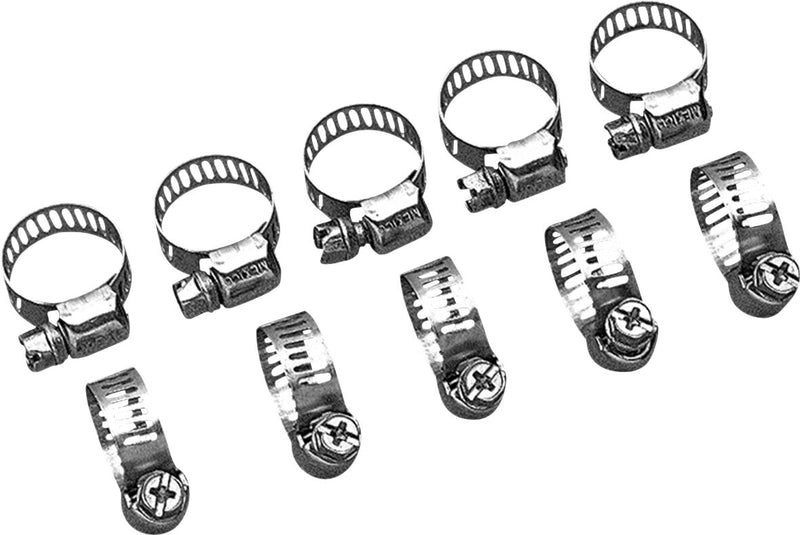 Drag Specialties Stainless Steel Mini-Clamps Silver Hose 10 Pack