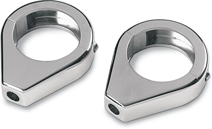 Drag Specialties Turn Signal Fork Clamps Chrome Smooth Front Pair