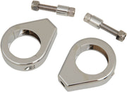 Drag Specialties Turn Signal Fork Clamps Chrome Smooth Front Pair - 12-6049-39BC114
