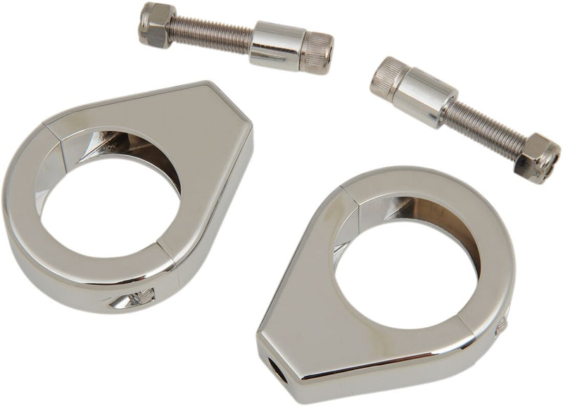 Drag Specialties Turn Signal Fork Clamps Chrome Smooth Front Pair - 12-6049-39BC114