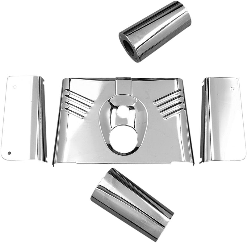 Drag Specialties Fork Tins Chrome Ribbed Set