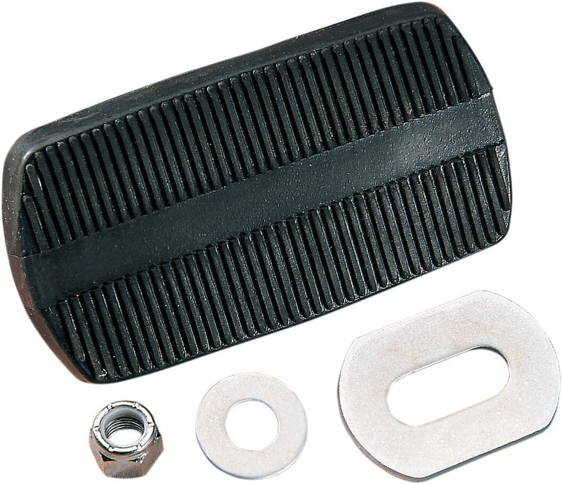 Drag Specialties Brake/Clutch Pedal Pad Assembly Black Chrome Brake Pedal Rubber - 17-0413-SC2