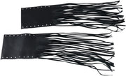 Drag Specialties Fringed Leather Grip Covers for Rubber Grips Black - DS243060