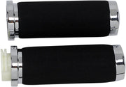 Drag Specialties Sundance® Grips Black Chrome Cable Closed End Foam Neoprene Pair