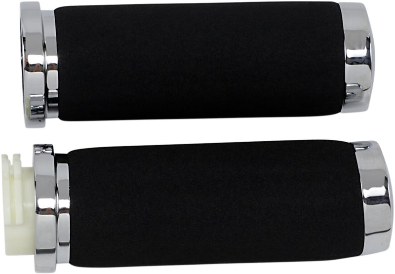 Drag Specialties Sundance® Grips Black Chrome Cable Closed End Foam Neoprene Pair