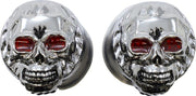 Drag Specialties Skull Grips Black Brown Cable Closed End Foam Leather Pair Black| Brown| Chrome| Red - 17-0505CDTS