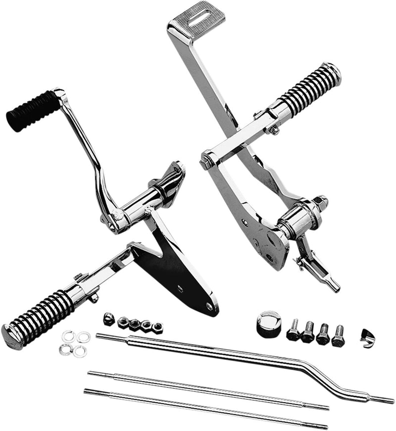 Drag Specialties Forward Control Kit With Pegs Black Chrome Silver Round Standard Complete Rubber Steel - 056042-BX21