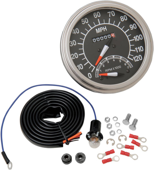 Drag Specialties 2:1 Speedometer 68-84 Face withTachometer for 1948-1964,1981-1984 Harley-Davidson Touring Motorcycles