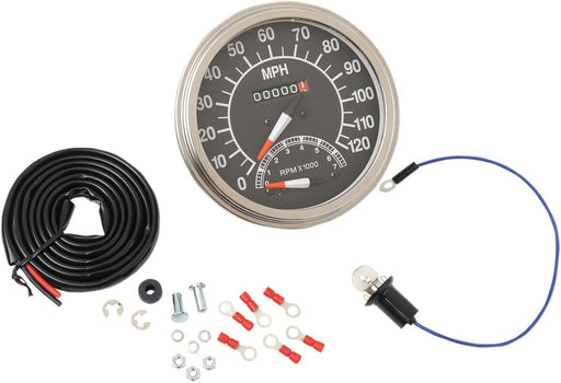 Drag Specialties 1:1 Speedometer 68-84 Face with Tachometer for 1971-1972,1980-1983 Harley-Davidson FXR and 1962-1980 Harley-Davidson Touring Motorcycles