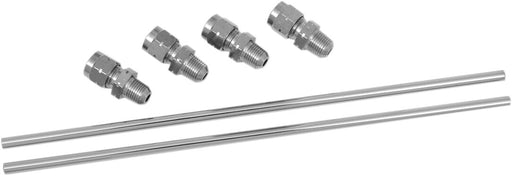 Drag Specialties Chrome Rocker Oil Lines Silver Steel Set