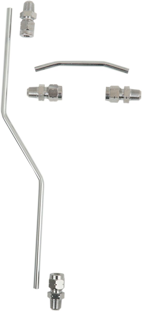 Drag Specialties Chrome Rocker Oil Lines Silver Steel Set