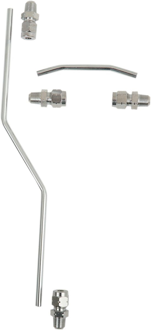 Drag Specialties Chrome Rocker Oil Lines Silver Steel Set
