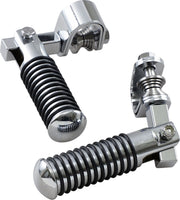 Drag Specialties Clamp Mount Foot Pegs Sundance® Black Chrome Silver U-Clamp Folding Steel Pair