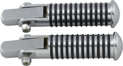 Drag Specialties Stud Mount Foot Pegs Sundance® Black Chrome Silver Studded Folding Steel Pair - 362019-BC309