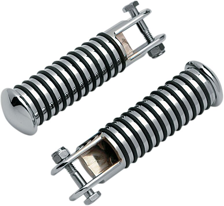 Drag Specialties Sundance® Foot Pegs Black Chrome Silver Female O-Ring 16 mm (5/8") Neoprene Steel Pair