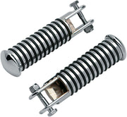 Drag Specialties Sundance® Foot Pegs Black Chrome Silver Female O-Ring 16 mm (5/8") Neoprene Steel Pair - 362096-BC3