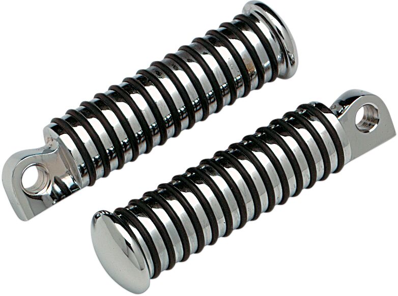 Drag Specialties Sundance® Foot Pegs Black Chrome Silver Male O-Ring Small Neoprene Steel Pair - 17-0958-SC-2