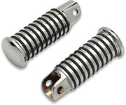 Drag Specialties Sundance® Foot Pegs Black Chrome Silver Female O-Ring Large Neoprene Steel Pair - 17-0311-BX-LB2