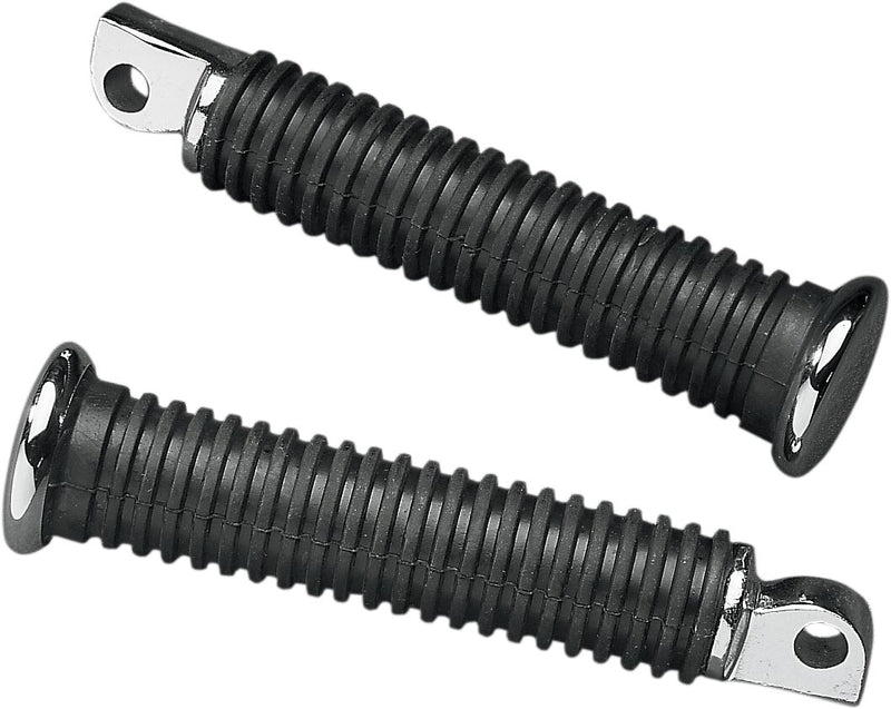 Drag Specialties Rubber Vibration-Absorbing Passenger Foot Pegs Black Chrome Extended Small Pair - 17-0441C-BC324