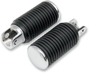 Drag Specialties Chrome Foot Pegs with Rubber Sleeves Black Rubber Sleeved Large Steel Pair