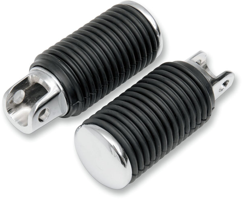 Drag Specialties Chrome Foot Pegs with Rubber Sleeves Black Rubber Sleeved Large Steel Pair - 361541-BC306