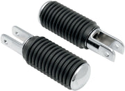 Drag Specialties Chrome Foot Pegs with Rubber Sleeves Black Rubber Sleeved Small Steel Pair