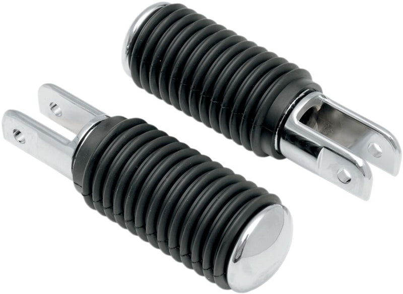 Drag Specialties Chrome Foot Pegs with Rubber Sleeves Black Rubber Sleeved Small Steel Pair - 17-0445-BX-LB2