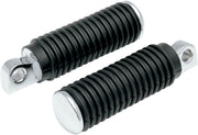 Drag Specialties Chrome Foot Pegs with Rubber Sleeves Black Rubber Sleeved Long Steel Pair - 72497