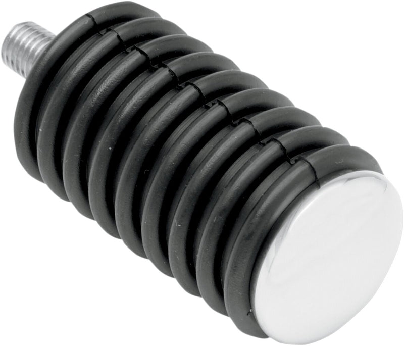 Drag Specialties Chrome Foot Pegs with Rubber Sleeves Shift Peg Black Rubber Sleeved Short Steel - 72124