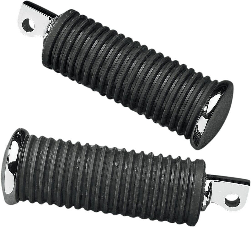 Drag Specialties Rubber Vibration-Absorbing Passenger Foot Pegs Black Chrome Standard Small Pair