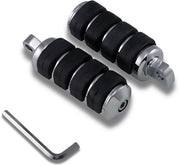 Drag Specialties Soft-Ride Foot Pegs Black Chrome Silver Male Large Billet Aluminium Neoprene Pair - 361052-BC310