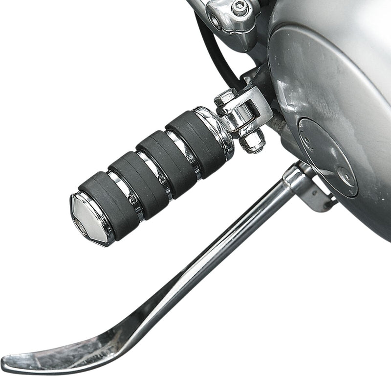 Drag Specialties Soft-Ride Foot Pegs Black Chrome Silver Male Large Billet Aluminium Neoprene Pair
