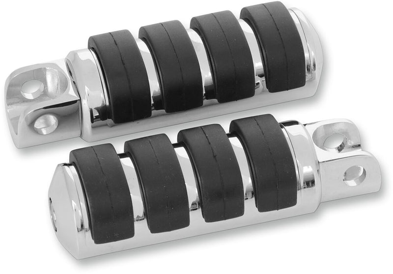 Drag Specialties Soft-Ride Foot Pegs Black Chrome Silver Female Large Billet Aluminium Neoprene Pair