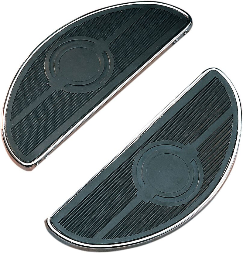 Drag Specialties Floorboards For FL and FLST-Panhead Black Chrome Half-Moon Rubber Pair - 17-0418-BXLB2