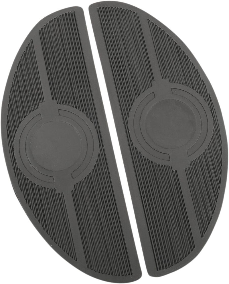 Drag Specialties Floorboards For FL and FLST-Panhead Pad Black Chrome Half-Moon Rubber Pair - 17-0418R-HC4