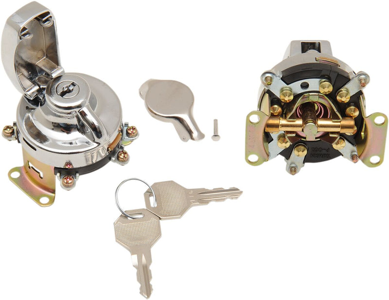 Drag Specialties Ignition Switch for Fat Bob Dash, Knuckle/Flat Chrome