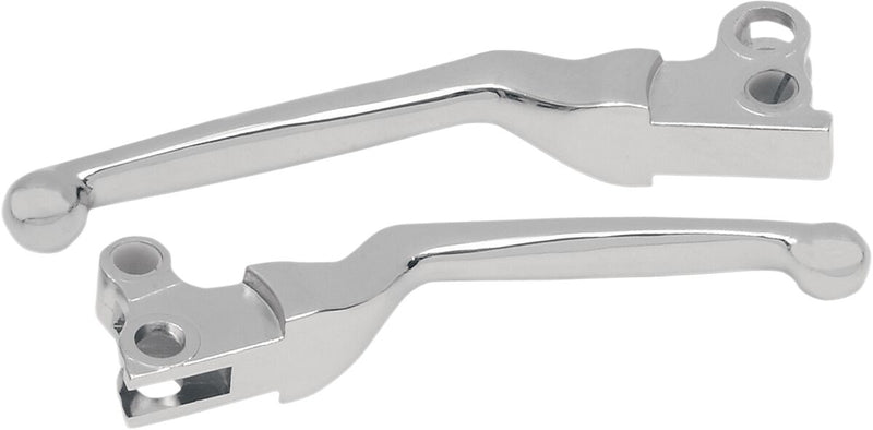Drag Specialties Chrome Clutch/Brake Lever Set Comfort Grip™ Silver Standard Aluminium Pair