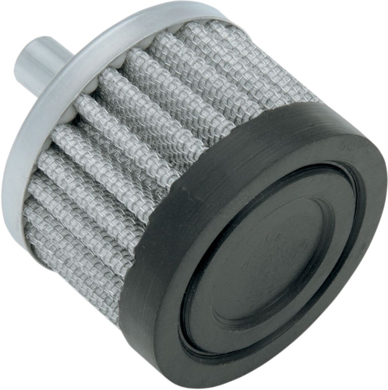 Drag Specialties Crankcase Vent Replacement Filter Vent Filter Aluminium Black Rubber Top