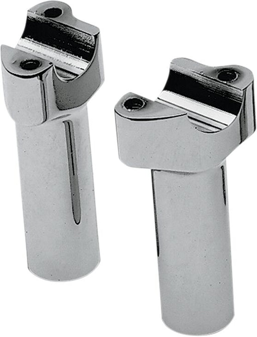 Drag Specialties Buffalo Billet Aluminium Handlebar Risers Chrome Silver Straight Pair