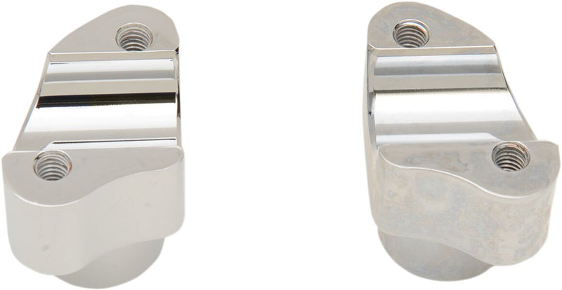 Drag Specialties Buffalo Billet Aluminium Handlebar Risers Chrome Silver Straight Pair - 290113